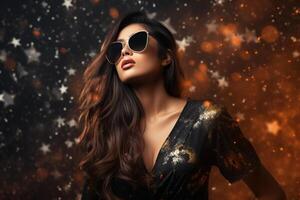 AI generated South Asian female model wearing sunglasses photo