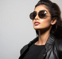 AI generated South Asian female model wearing sunglasses photo