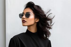 AI generated South Asian female model wearing sunglasses photo