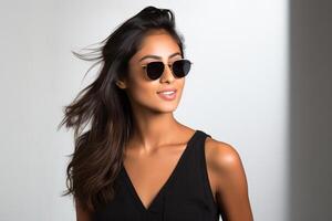 AI generated South Asian female model wearing sunglasses photo