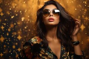 AI generated South Asian female model wearing sunglasses photo