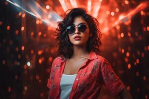 AI generated South Asian female model wearing sunglasses photo