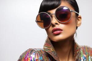 AI generated Female Model Wearing Colorful clothes and Sunglasses photo