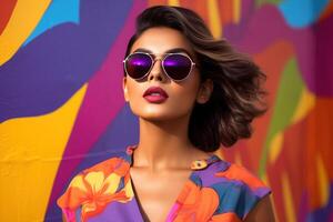 AI generated South Asian Girl Wearing Sunglasses photo