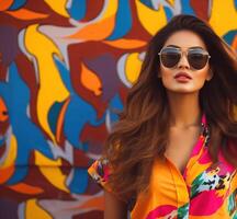 AI generated South Asian Girl Wearing Sunglasses photo