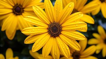 AI generated vibrant yellow daisy a symbol of summer beauty in nature photo