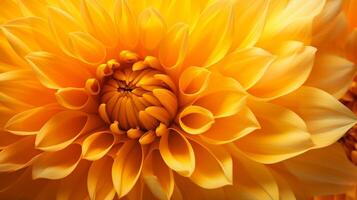 AI generated vibrant yellow petals of a chrysanthemum in a close up photo