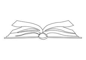 Opened book in continuous line drawing. Education study and knowledge library concept in simple linear style vector