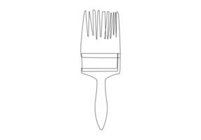 Paint brush in Continuous one line drawing. Artsy brushes and painting palette one line drawing vector illustration isolated on white background