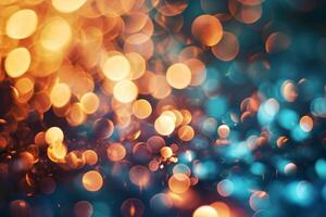 AI generated Magic background with colorful bokeh. Background of abstract glitter lights. Generative AI photo