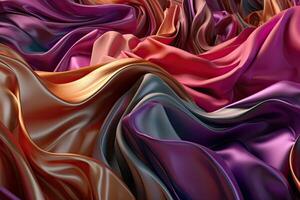 AI generated Abstract smooth rainbow silk background. Satin elegant luxury fabric. Beautiful soft folds on the surface of the fabric. Generative AI photo
