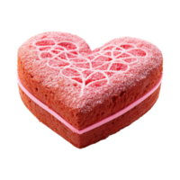 AI generated Heart shaped cake isolated on transparent background png