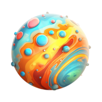 AI generated Fictional 3d cartoon planets isolated on transparent background png