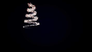 jul bakgrund med ljus krans formning en jul träd. animation. Fantastisk spiral av ny år leksaker och snöflingor i en form av en gran. video