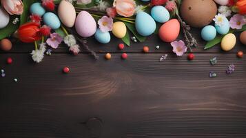 ai generado sfondo colorado di pasqua estafa uova mi spazio vuoto foto