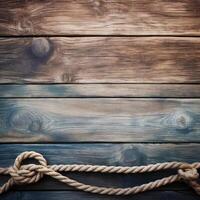 AI generated background with maritime wood and rope and empty space photo