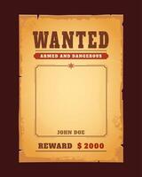 Western wanted banner with reward, dead or alive vector