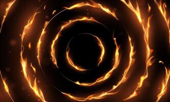 Circle fire flames, burning rings, hell sparkles vector