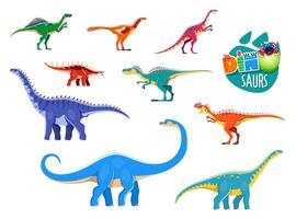 Isolated cartoon dinosaur, funny reptile character vector