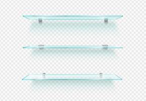 Realistic empty glass shelf isolated 3d vector