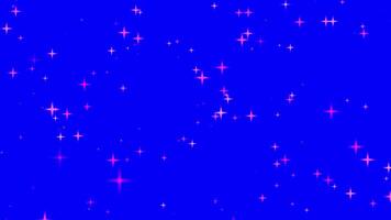 Motion graphics of the twinkle glitter pink star sparkling behind blue background video