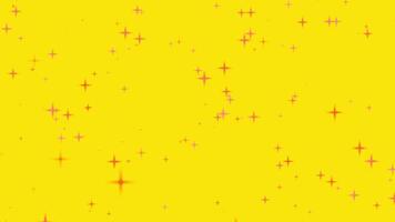 Motion graphics of the twinkle glitter orange star sparkling behind yellow background video