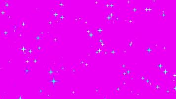 Motion graphics of the twinkle glitter cyan star sparkling behind magenta background video