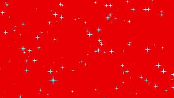 Motion graphics of the twinkle glitter star sparkling behind red background video