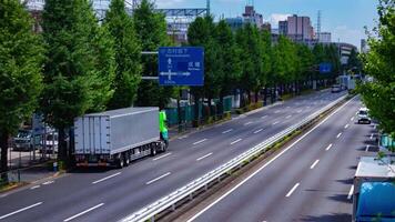 A timelapse of traffic jam at the downtown street in Takashimadaira Tokyo tilt video