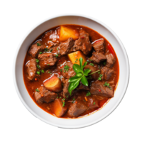 AI generated Beef stew traditional homemade goulash isolated on transparent png