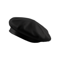 AI generated black french cap beret side view isolated on transparent png