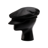 AI generated black french cap beret side view isolated on transparent png