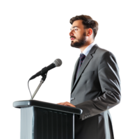 AI generated Businessman in microphone png isolated on transparent background