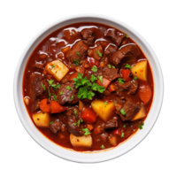 AI generated Beef stew traditional homemade goulash isolated on transparent png