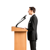 AI generated Businessman in microphone png isolated on transparent background