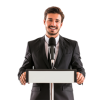 AI generated Businessman in microphone png isolated on transparent background