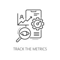 Track the metrics, web app develop line icon vector