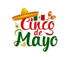 cinco Delaware mayonesa mexicano camiseta impresión vector emblema