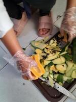 A photo of a papaya being peeled. Perfect for newspapers, magazines and tabloids