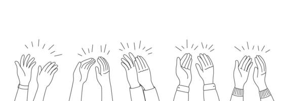 Doodle applause hands, people applauding clapping vector