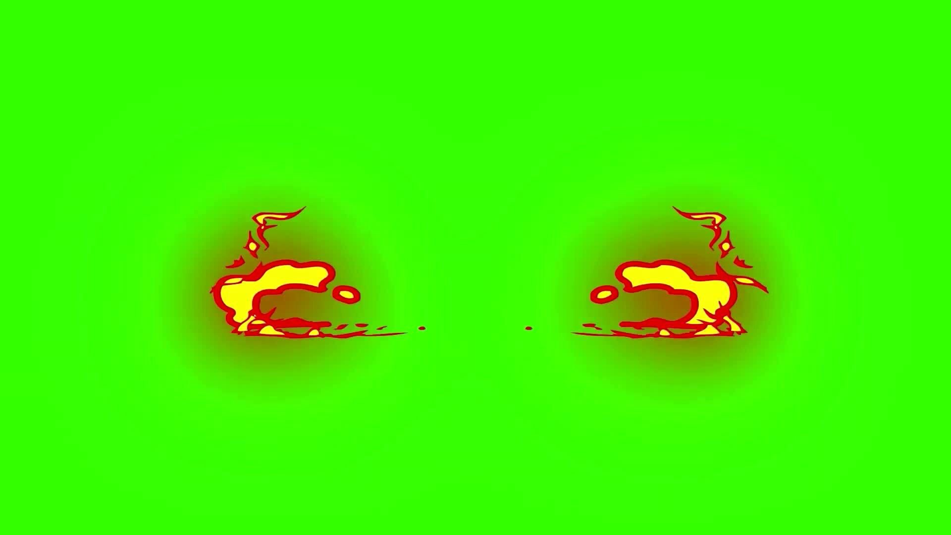 2D animated fire flames burning cartoon Green screen black and white