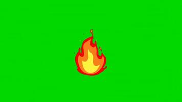 2D animated fire flames burning cartoon  Green screen black and white  smoke video