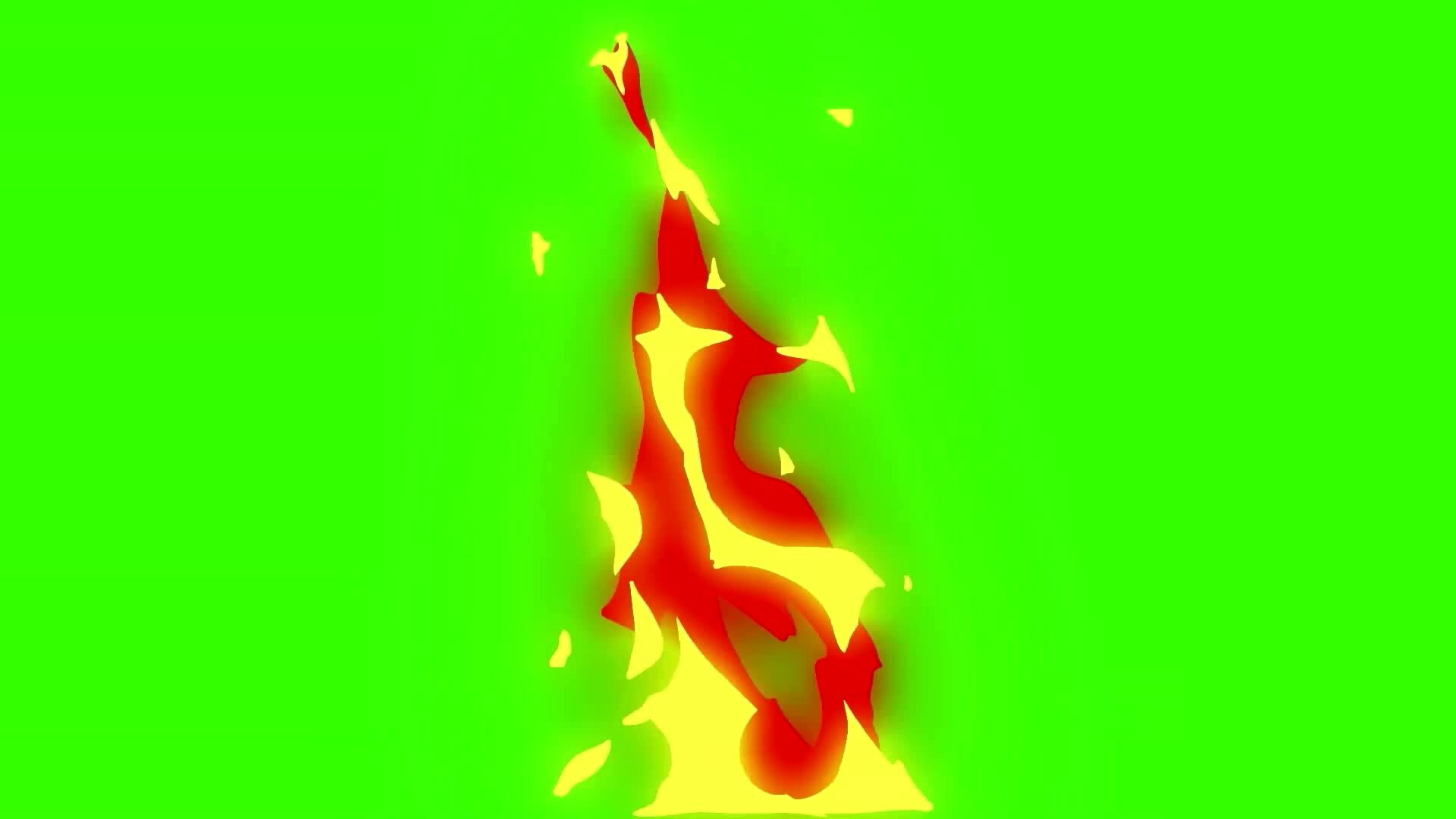2D animated fire flames burning cartoon Green screen black and white