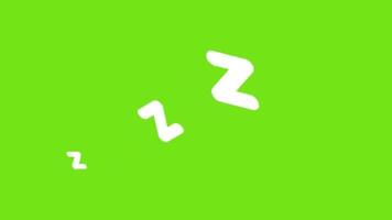 zzzz signe avec z lettre 2d Animé dessin animé une signe de somnolent gens vert écran video