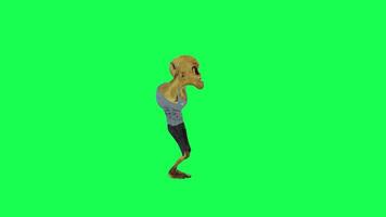 3d assustador zumbi dançando verde tela esquerda ângulo video