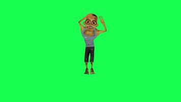 3d grappig zombie dansen groen scherm voorkant hoek video