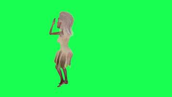 Animated female zombie running gets a headache green screen right angle video