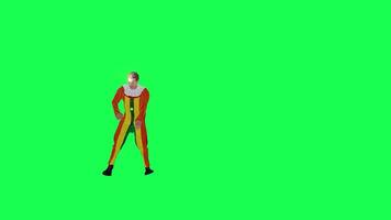 3d animado payaso hip hop bailando frente ángulo croma llave video