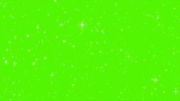 Particle dots stars floating in the air in white golden colors on green screen video