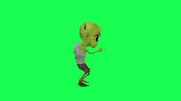 3d child zombie green screen silly dance isolated left angle video